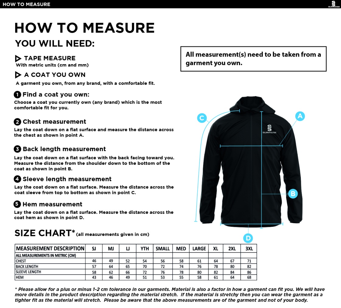 HOGHTON CC Dual Elite 1/4 Zip Hoody / Rain Jacket : Black - Size Guide