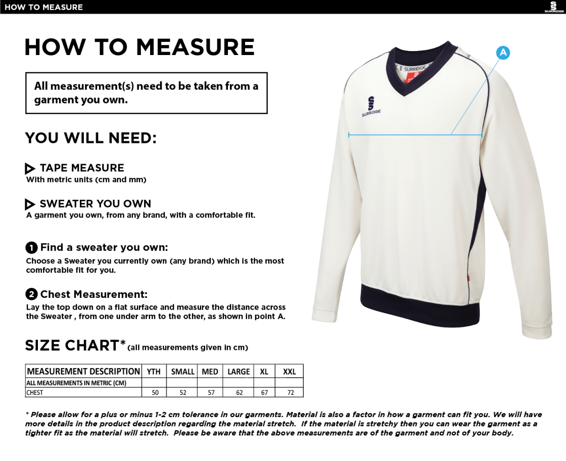 Hoghton CC Curve Long Sleeved Sweater - Size Guide