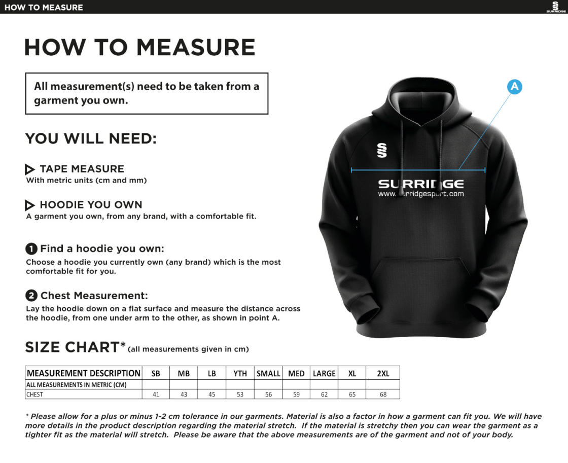 Hoghton CC Blade Hoody - Size Guide