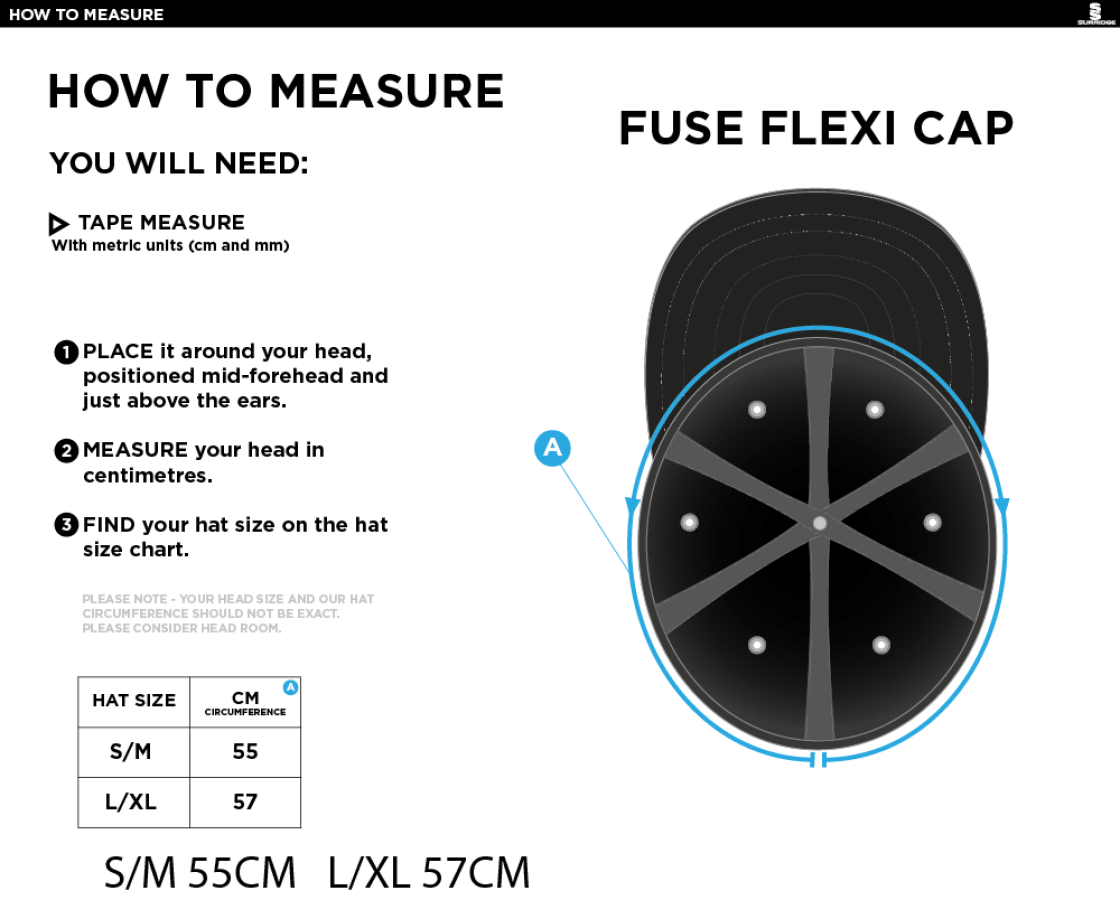 HOGHTON CC Fuse Flexi Cap - Navy - Size Guide