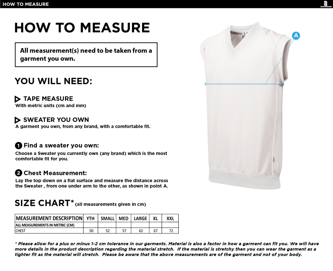 Hoghton CC Curve Sleeveless Sweater - Size Guide
