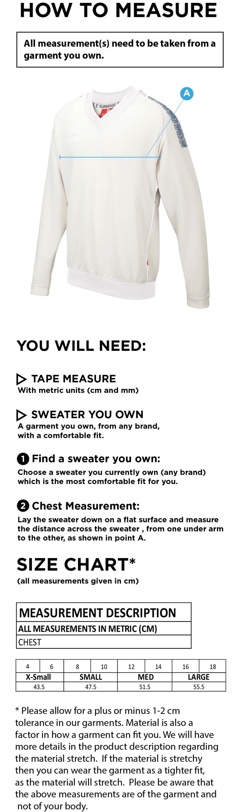 HOGHTON CC BLAST LONG SLEEVE WOMEN'S SWEATER - Ivory - Size Guide