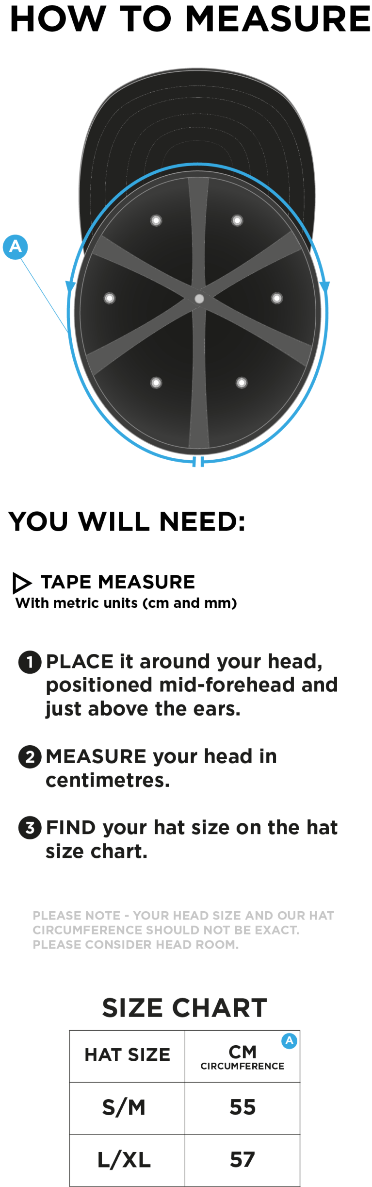 HOGHTON CC Fuse Flexi Cap - Black - Size Guide