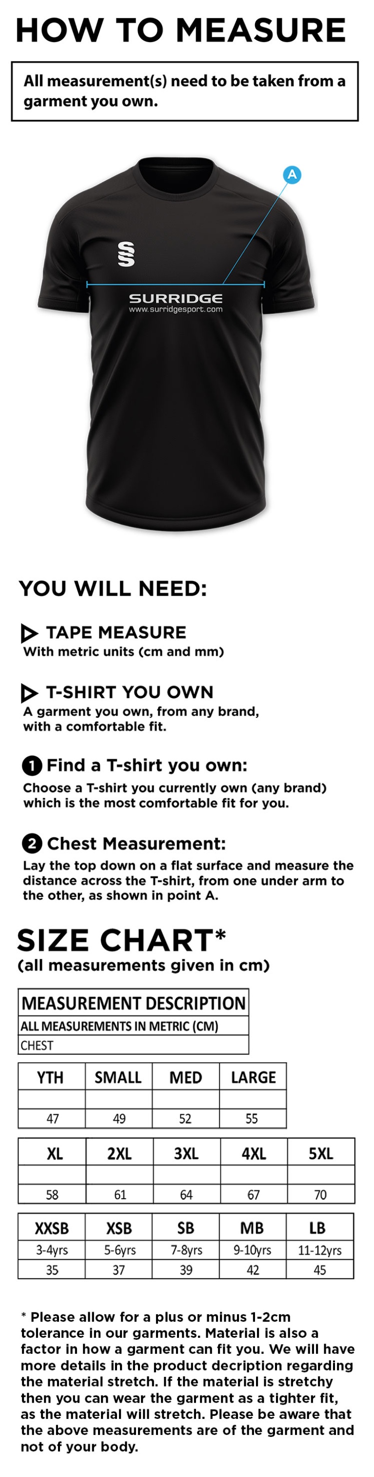 Hoghton CC Blade Polo - Size Guide