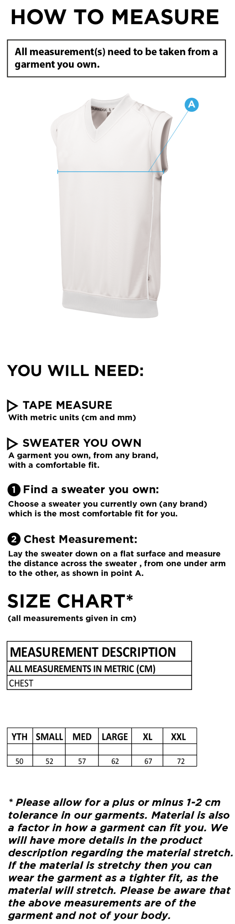 Hoghton CC Curve Sleeveless Sweater - Size Guide